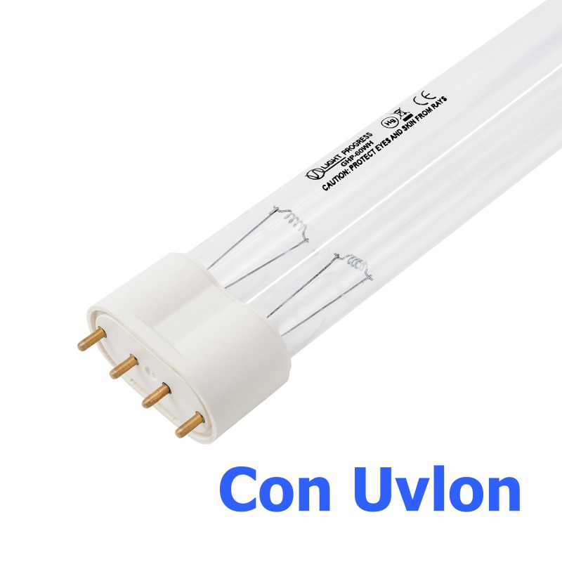 Confezione Multipla (1 +1 pezzi) GHP-60WH  - Lampada germicida 60W- 2G11 -(415 mm)-LP + P-UVLON