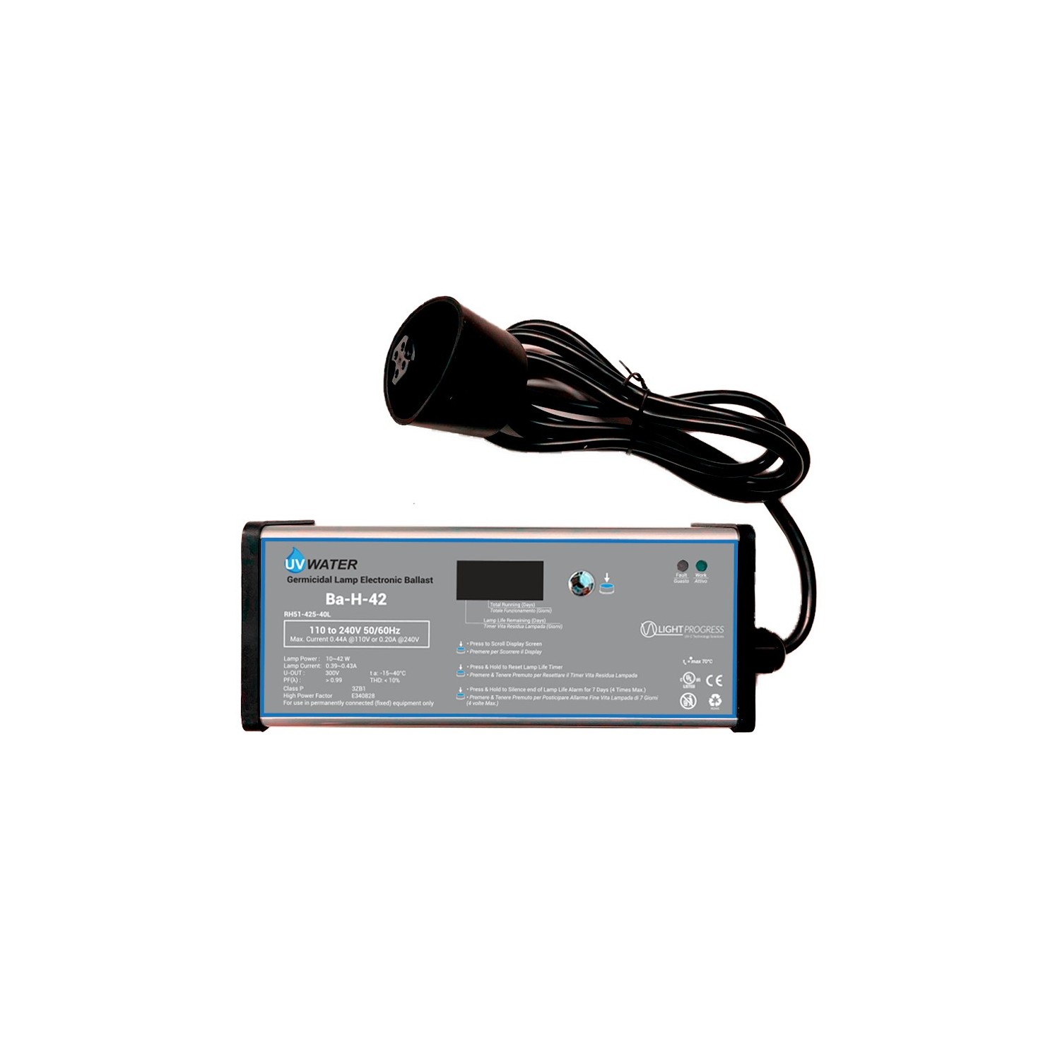 Ba-H-42 - Supply box with hour conter and alarm for UV-WATER-21-Ba and