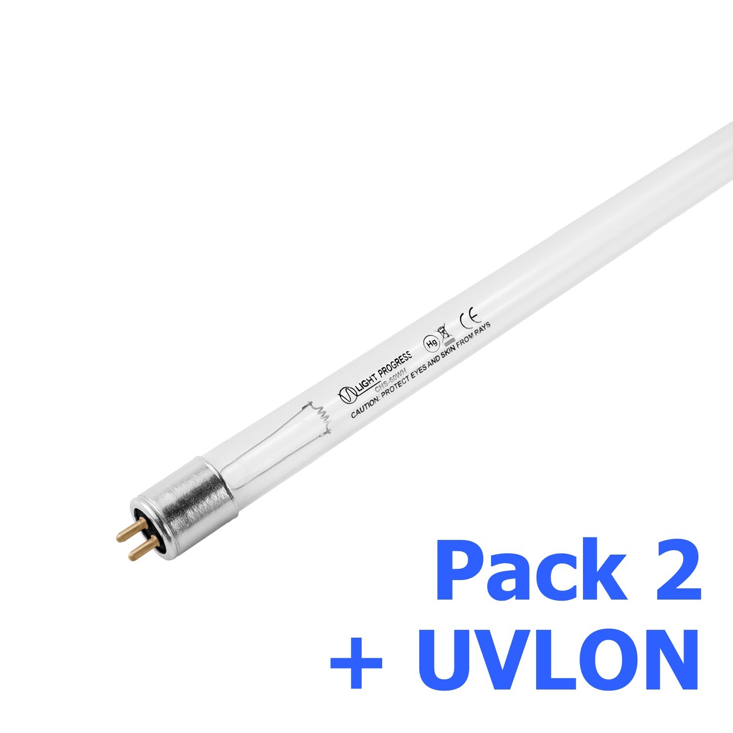 Confezione Multipla (2 pezzi) CHS-60WH - Lampada germicida 60W-HO G5 (T5 x 600 mm)-LP con UVLON